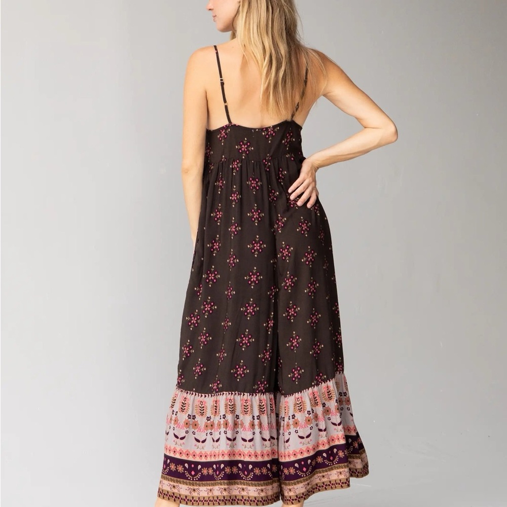 Anrabess Bohemian Black Jumpsuit with Pink Accents - Picture 2 of 4